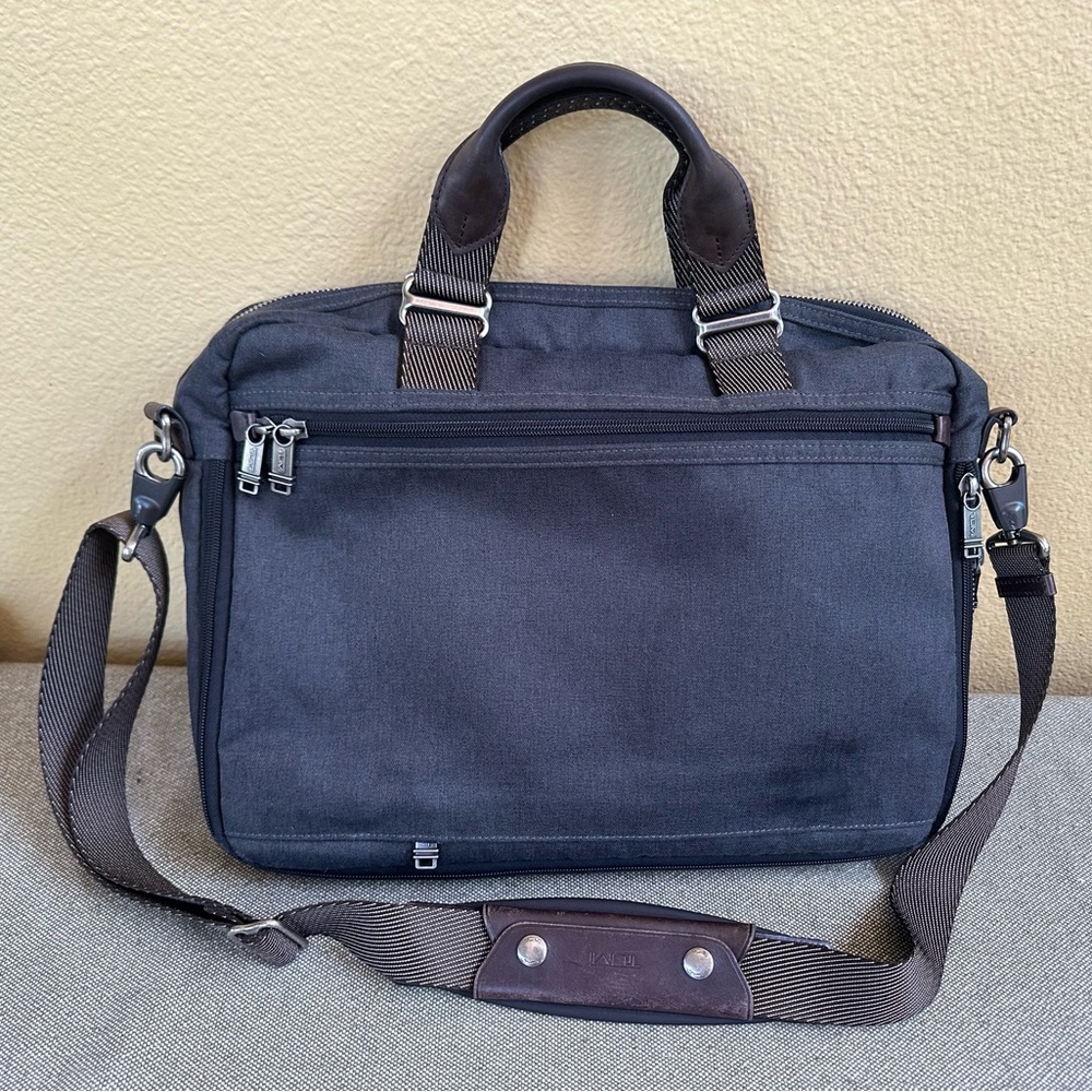 Tumi Alpha Bravo Yuma Slim Brief - Anthracite/Brown Leather - Picture 4 of 16